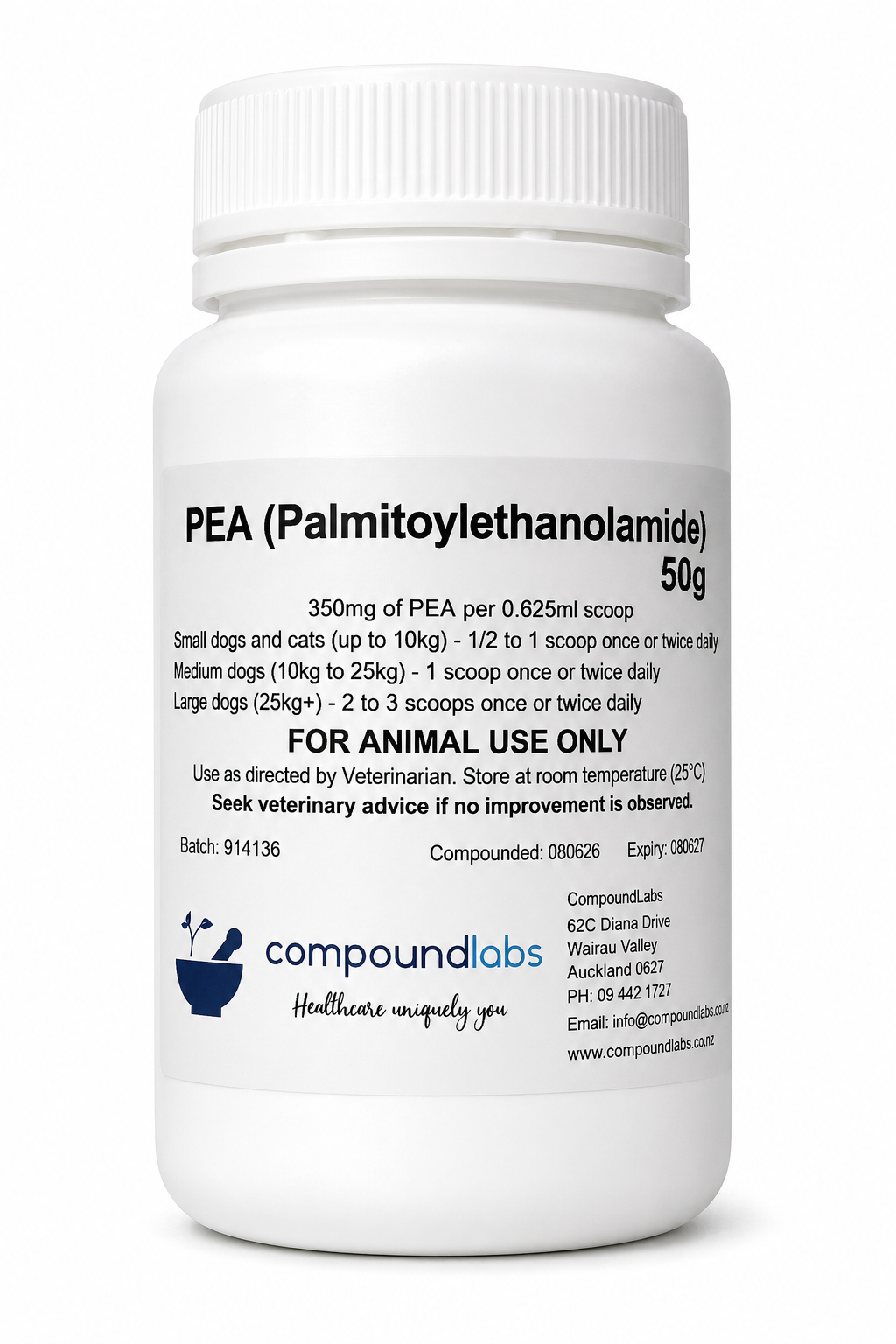 Compound Labs PEA Powder 50g — Natural Joint, Nerve & Skin Support for Dogs