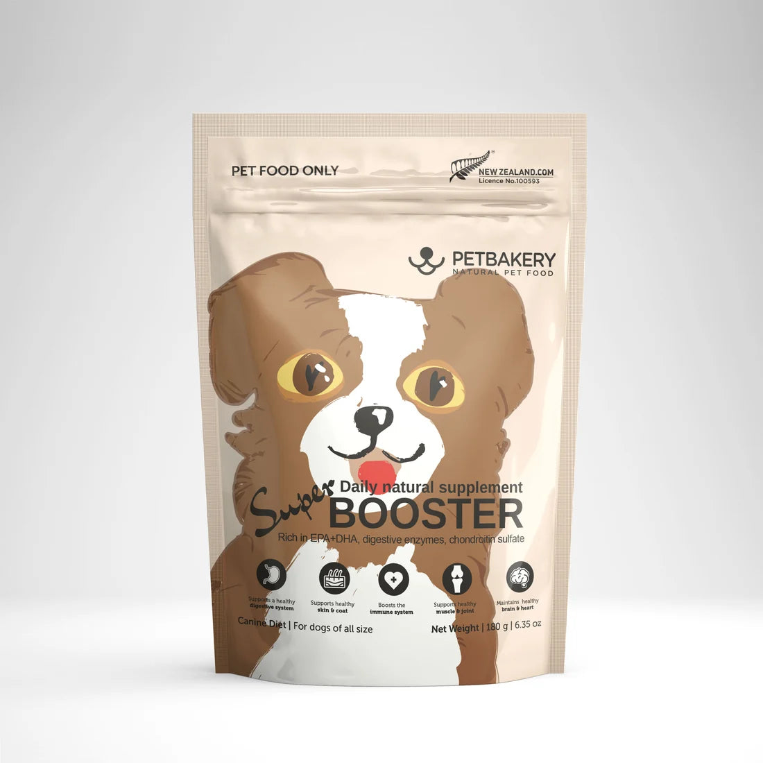 Petbakery Super Booster freeze-dried dog food topper 180g pack