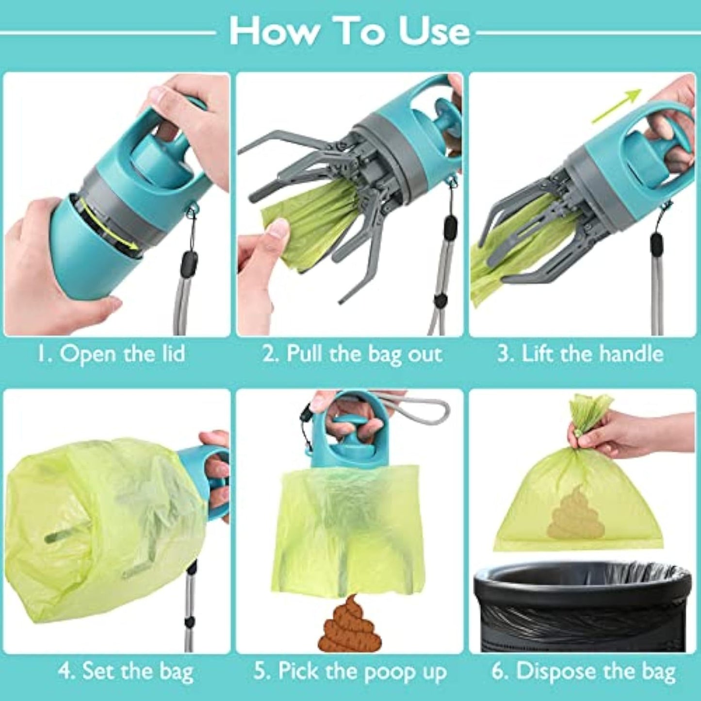 Portable Pet Poop Scooper with Bag Dispenser
