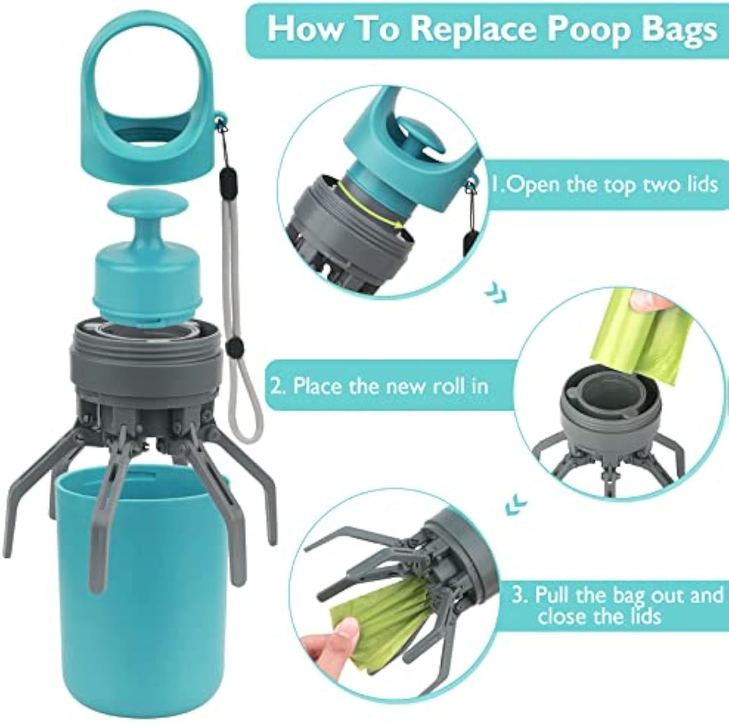Portable Pet Poop Scooper with Bag Dispenser
