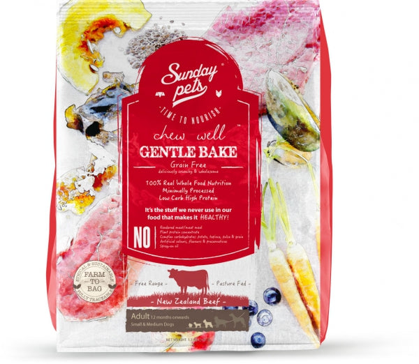 Sunday Pets Gentle Bake Beef Dog Food 1.3kg | NZ – Barking Buddies